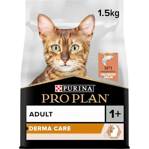PURINA PRO PLAN | Adult 1+ Derma Care | Reich an Lachs | Trockenfutter | Katze | Beutel mit 1,5 kg