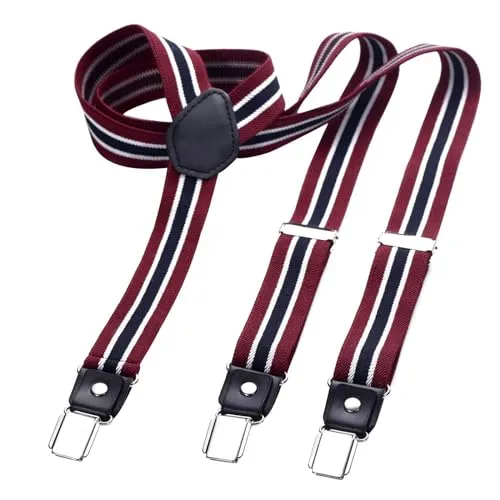DonDon Hosenträger Herren gestreift rot schwarz weiß 2,5 cm - Extra starke Clips für Anzug - Hosenträger Herren extra stark - Ideal für Männer oder Damen Rockabilly Suspenders