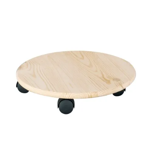 ZELLER PRESENT SCHÖNER LEBEN. PRAKTISCH WOHNEN. 13555 Pflanzenroller, rund, Kiefer, ca. Ø 35 cm, max. 100kg, Kübelroller, Blumenroller, Rolluntersetzer, Braun