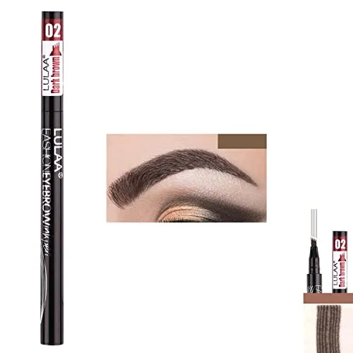 Augenbrauenstift Tattoo | Wasserfest Long Lasting | 4 Farben | Vier-Spitzen | Eyebrow Tattoo Pen | Natürlich aussehende Augenbrauen | LULAA | P-Beauty (#2 Dunkelbraun)