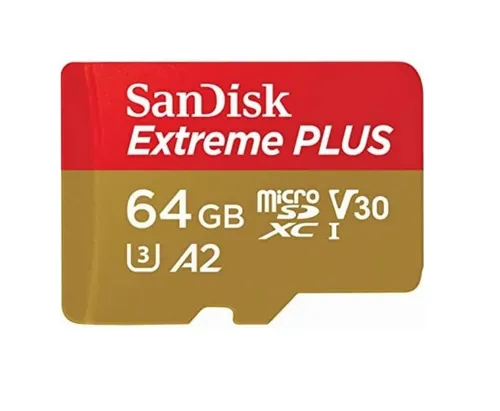 SanDisk Extreme Plus microSDXC 64GB 200MB/s - Hochgeschwindigkeits-Speicherkarte mit 64 GB für schnelle Datenübertragungen, ideal für Action-Kameras und Smartphones.