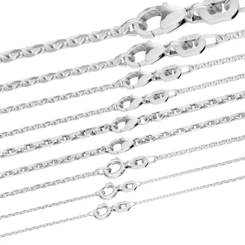 hoplo holzenplotz Ankerkette diamantiert Halskette massiv 925 Sterlingsilber Auswahl, Kettenlänge:50 cm Unisex, Kettenbreite:1.2 mm