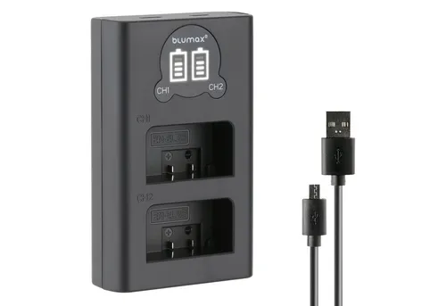 Blumax Dual LCD Ladegerät, für Nikon EN-EL25 USB-C Kamera-Ladegerät