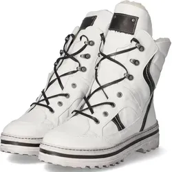 Krisbut Damen Schnürboots in Weiß mit Plateausohle - Größe 40 - Stylische Damen Schnürboots aus echtem Leder in Weiß mit schwarzen Akzenten. Die modische Plateausohle und der seitliche Reißverschluss sorgen für Komfort und einen trendigen Look. Ideal für kalte Tage!