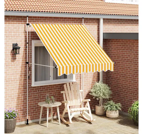 furnicato Markise Einziehbare Handbetrieben 200 cm Orange/Weiß Gestreift (1-St)