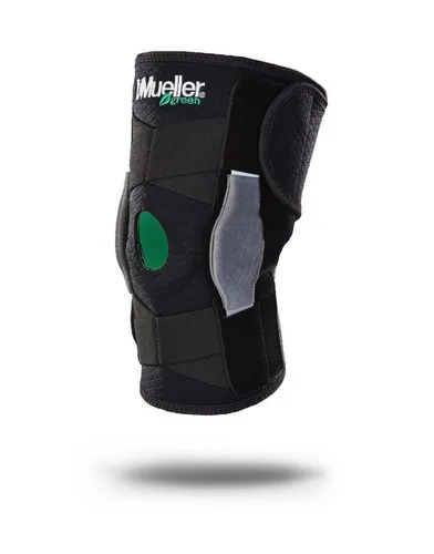 Mueller Greenline Adjustable Hinged Knee Brace - Knieorthese mit dualem Gelenk, flexibel und aus recyceltem Material, ideal für aktive Unterstützung und Stabilität des Knies.