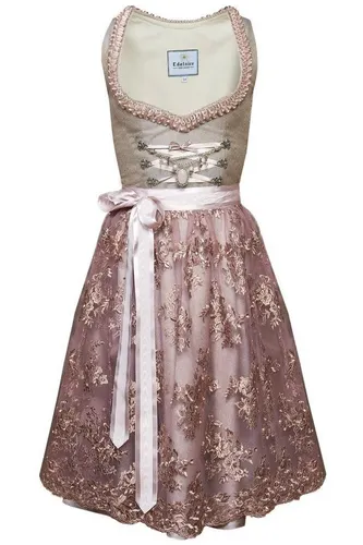 Edelnice Trachtenmode Designer Midi Dirndl Ophelia mit Charivari - Elegantes Midi Dirndl für Damen in Größe 32-54, inklusive handgefertigtem Charivari und Spitzen Dirndlschürze – ein Highlight für besondere Anlässe!