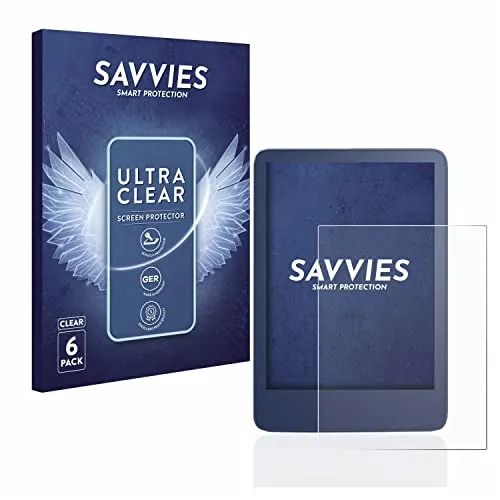 Savvies 6 Stück Schutzfolie für Amazon Kindle Reader 2022/2024 Displayschutz-Folie Ultra-Transparent