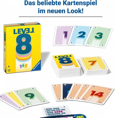 Ravensburger 20865 - Level 8 Kartenspiel für 2-6 Spieler, ideal für Spieleabende und unterwegs, mit verbesserten Level-Anzeigern und Erklärvideo
