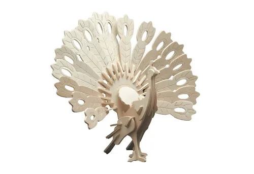 Pebaro 3D-Puzzle Holzbausatz Pfau, 852/1, 59 Puzzleteile