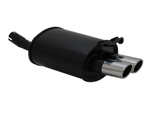 Novus Endschalldämpfer Sport Auspuff 2x76 für Mercedes SLK R170 - Hochwertiger Edelstahl-Endschalldämpfer mit Gutachten für SLK R170, sorgt für verbesserten Sound und optimale Leistung. Einfache Eintragung dank beiliegendem Gutachten.