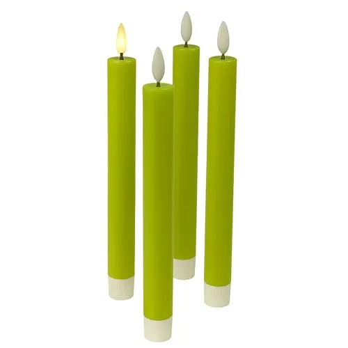 Fachhandel Plus LED Stabkerzen 4er Set mit Timer – Echtwachskerzen 24,5 cm für stimmungsvolles Licht