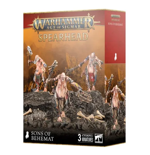 Warhammer AoS - Spearhead: Sons of Behemat - Tabletop Spiele - Mächtige Mancrusher Gargants für beeindruckende Schlachten, ideal zum Starten oder Erweitern deiner Armee. Enthält 3 mehrteilige, unlackierte Miniaturen.