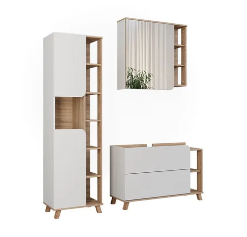 Vicco Badmöbel-Set Karen, Sonoma/Weiß, 3 Teile