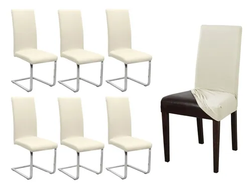 Beautex Stuhlhusse Jersey 6er Set in beige von Beautex