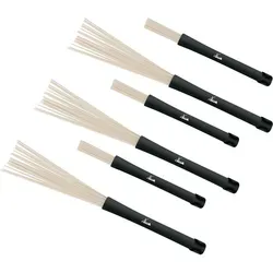 XDrum NJB3 Jazzbesen Nylon-Brushes 3 - Zubehör für Schlaginstrumente, 3 Paar einziehbare Nylon-Brushes für brillanten Snare-Sound, ideal für Jazz und Fusion.