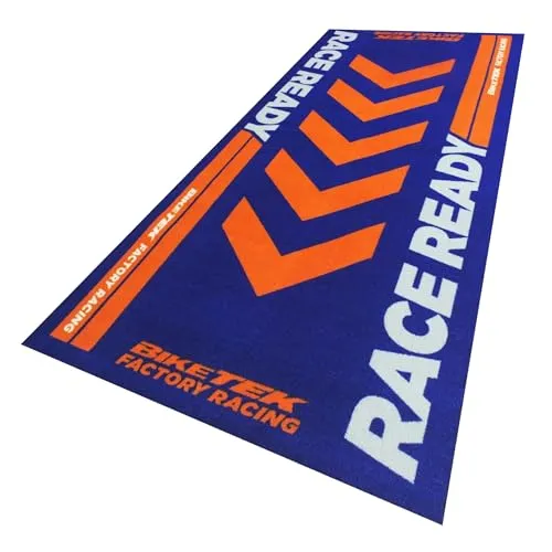 Biketek Garagenmatte Motorradteppich 1900mm x 800mm Marineblau/Orange Nylon