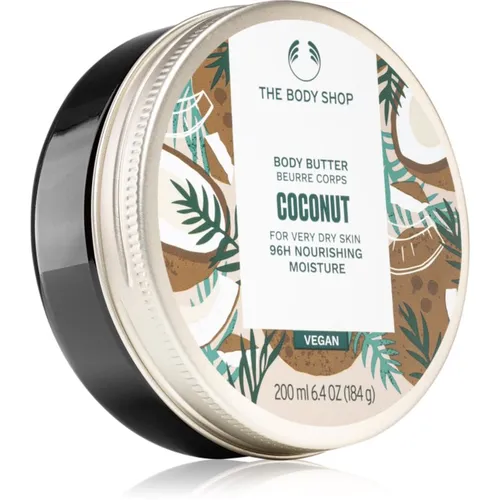 The Body Shop Coconut Body Butter 200ml - Duschlotionen & Duschgels, vegane Körperbutter mit exotischem Kokosduft für normale Haut, spendet intensive Feuchtigkeit und pflegt die Haut samtig weich.