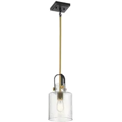 Elstead Lighting Hängeleuchte Kitner - Höhenverstellbare Hängelampe aus Messing und Glas, ideal für stilvolle Innenbeleuchtung über dem Esstisch.