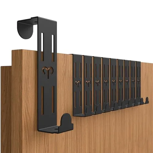 Quirlig Türhaken zum Einhängen, 10er Set Kleiderhaken Solide Haken Tür, Vielseitige Türgarderobe zum Einhängen Flexible Tür Garderobe Türhaken für Wohnung Haus Büro - Schwarz
