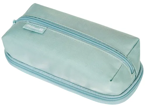 Pelikan 516822 Faulenzer quattro Twill - hochwertiges mintfarbiges Federmäppchen, edel glänzend mit großem Hauptfach und praktischen Stifte-Schlaufen