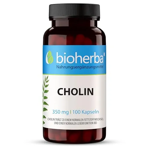 Cholin Kapseln – 100 Stück hochdosiert mit 350 mg Cholin - Lipid Cholin, unterstützt den normalen Fettstoffwechsel und die Leberfunktion, praktische Kapseln ohne Zusatzstoffe für eine einfache Integration in die Ernährung.