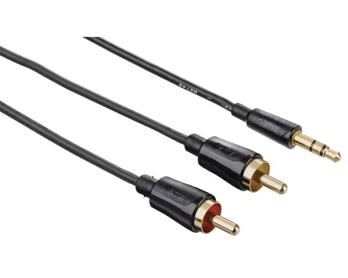 Hama Slim Adapter-Kabel AUX 3,5mm Klinken-Stecker auf 2x RCA Cinch-Kabel Audio
