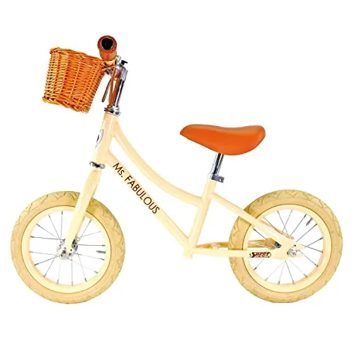 BEST SPORTING Retro Laufrad 12 Zoll für Mädchen - Hochwertiges Kinderlaufrad mit höhenverstellbarem Rahmen, Luftreifen für hohen Komfort und ausgestattet mit Klingel und Körbchen – ideal für kleine Entdecker ab 1 Jahr!