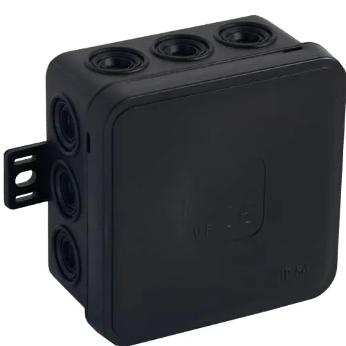 ORNO JB-13803 Abzweigdose Aufputz IP54 12 Kabeleinführungen 85x85x41mm 1 Stk. (Schwarz)