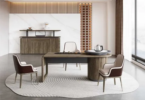 Luxus Schreibtisch aus Holzfurnier - Modernes Design - Eleganter Computertisch in Braun (200 x 80 x 76 cm) für Ihr Arbeitszimmer. Stabil und stilvoll, ideal für Erwachsene. Einfache Montage und 2 Jahre Herstellergarantie.