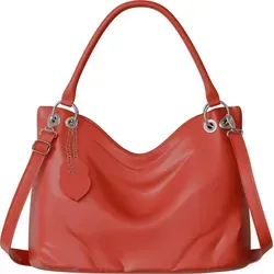 Damen Hand Shopper City Umhänge Tasche aus veganem Leder 30617 Red - Damentaschen in elegantem Design, gefertigt aus pflegeleichtem veganem Leder mit abnehmbarem Schultergurt und praktischen Innenfächern für optimalen Komfort.