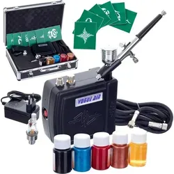 Modellbausatz Mini Airbrush Kompressor Farben Schablonen Koffer
