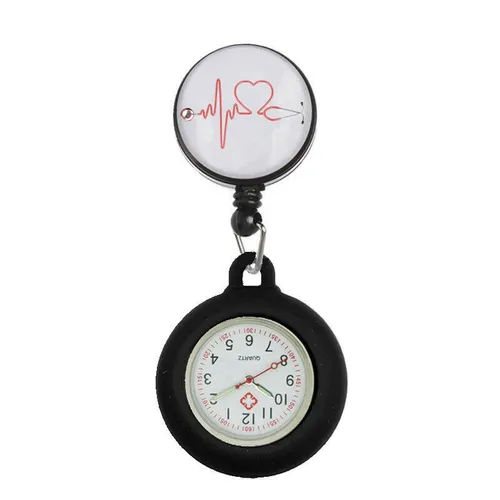 Produktbild Nurse Watch Schwesternuhr Silikon ausziehbares Band Pulsuhr Kitteluhr Pflege Mot