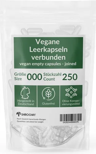 SHROOMY Leerkapseln Größe 000 verbunden - 250 Stück (HPMC)
