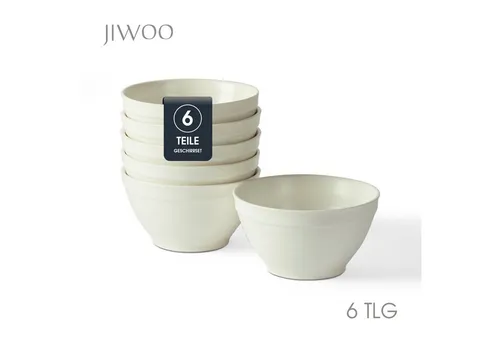 JIWOO Müslischale 6er Ø11,8cm, Frühstückschalen Eisschale Dessertschalen Schale, Keramik, (Schaleset, 6-tlg), Porzellan Hochwertiges Schalen Weiß Mikrowellenofen Spülmaschine