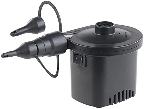 infactory Pumpe Luftmatratze: Akku-Luftpumpe mit 3 Ventil-Aufsätzen und USB-Ladekabel, 200 l/Min. (Akku Luftpumpe Schlauchboot, Elektrische Luftpumpe Schlauchboot, Schnell Aufpumpen)