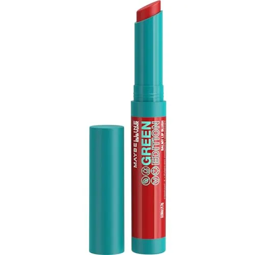 Maybelline New York Pflegender Lippenstift mit glänzendem Finish, Vegane Formel mit natürlichen Inhaltsstoffen, Green Edition Balmy Lip Blush, Nr. 002 Bonfire, 1 Stück