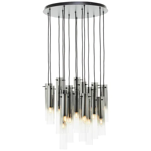 Xxxl Hängeleuchte Glasini - Höhenverstellbare Pendelleuchte in Grau und Schwarz - Elegante Hängelampe aus Metall und Glas, 199 cm höhenverstellbar, ideal für stilvolle Innenbeleuchtung.