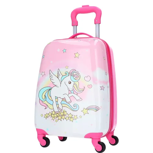 TheTrueC Kinder Trolley - Hartschale, Einhorn pink, robust und ideal für kleine Abenteuer