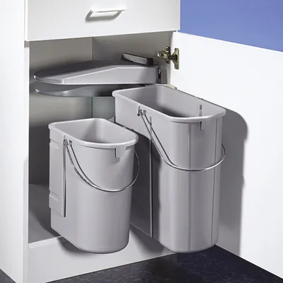 WESCO Öko 1 Abfallsammler, alu grau - Schwenk-Mülleimer für effiziente Mülltrennung - Haushaltszubehör mit 29 Litern Volumen, ideal für schmale Küchenschränke ab 50 cm Breite, inklusive Schwenktechnik für einfachen Zugang und optimale Raumnutzung.