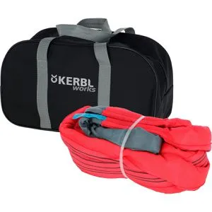 Kerbl Abschleppschlinge 10m x 4cm - 35000kg Bruchlast - Abschleppseile mit hoher Belastbarkeit für LKWs und Baumaschinen. Robuste Ausführung mit verstärkten Schlaufen und Warnfähnchen für Sicherheit.