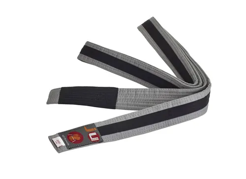 Ju-Sports- BJJ Kindergürtel. grau/schwarz. 220cm. 4cm breit. 100% Baumwolle.
