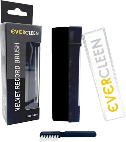 EVERCLEEN Samtbürste + Pinsel – Antistatik Bürste zur Schallplattenreinigung, Sanfte Entfernung von Staubpartikeln, Für Optimale Klangqualität