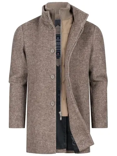 KRONSTADT Herren KSChess Mantel mit Stehkragen aus Wollmix | Stilvoller Wintermantel für Männer Dk. Brown mix, M - Hochwertiger Herrenmantel für Herbst und Winter, der Stil und Funktionalität vereint. Die sorgfältige Verarbeitung sorgt für Formstabilität auch bei regelmäßigem Tragen. Ideal für modebewusste Männer!