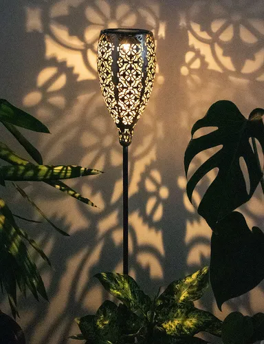 Stecklampe Solarleuchte Außenbereich Terrassenlampe Erdspieß gold schwarz LED