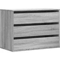 vidaXL Kommode Grau Sonoma 80x41x58 cm - Klassische Kommode in Grau Sonoma aus hochwertigem Holzwerkstoff. Bietet 3 geräumige Schubladen für optimalen Stauraum und eine elegante Präsentationsfläche für Deko.