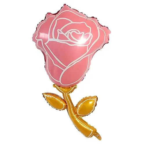 Folienballon Blume in Rose Rosa Gold, ca. 40 cm, Ideal für Luftbefüllung, Perfekte Dekoration für Geburtstage, Hochzeiten, Jubiläen, Valentinstag, Muttertag, Baby Shower, Überraschungspartys und mehr