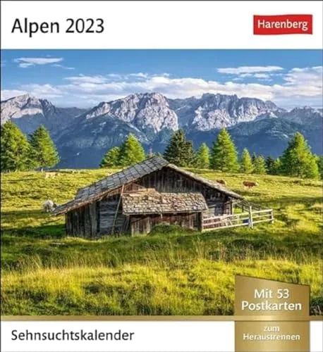 Alpen Sehnsuchtskalender 2023. 53 Postkarten in einem Fotokalender für Bergfreunde. Beeindruckende Panoramen in einem kleinen Kalender zum Aufstellen.: Wochenkalender mit 53 Postkarten
