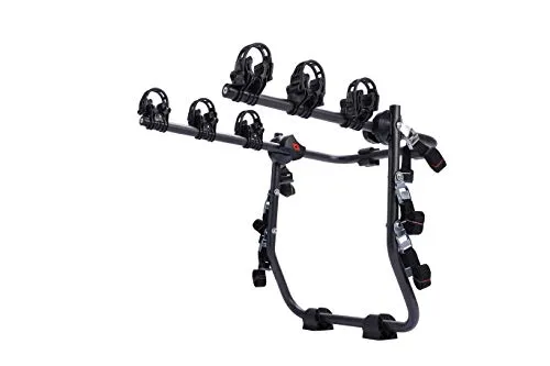 Heckträger Holiday für Opel Corsa (E) ab 15 - Fahrradträger für bis zu 3 Fahrräder (max. 45 kg), einfach zu montieren ohne Werkzeug, faltbar und platzsparend, schützt Ihr Auto mit gepolstertem Rahmen.