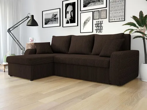 MIRJAN24 Ecksofa Kris Cord mit Schlaffunktion und Bettkästen, L-Form - Modernes Ecksofa in L-Form, Maße: 238x147 cm, ideal für kleine Räume. Mit praktischer Schlaffunktion und zwei Bettkästen für zusätzlichen Stauraum. Inkl. Kissen-Set für optimalen Komfort.